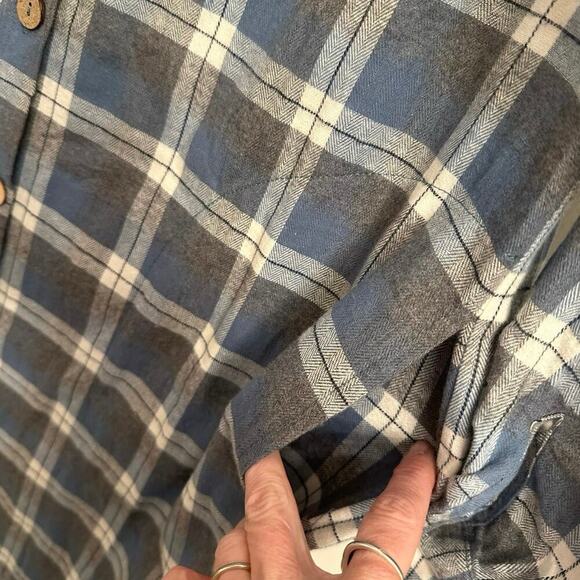 Listicle Out West Plaid Duster/Shirt Dress Blue & Grey 100% Cotton Sz. S - Picture 4 of 15